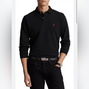 Polo Ralph Lauren Long-Sleeve‎ Polo Mens Polo Black Shirt (XLTG British Black)